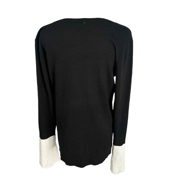 Fate Black Womens Sweater Long Sleeve Color Blocked Cuffs Boat Neck Medium - Picture 8 of 15